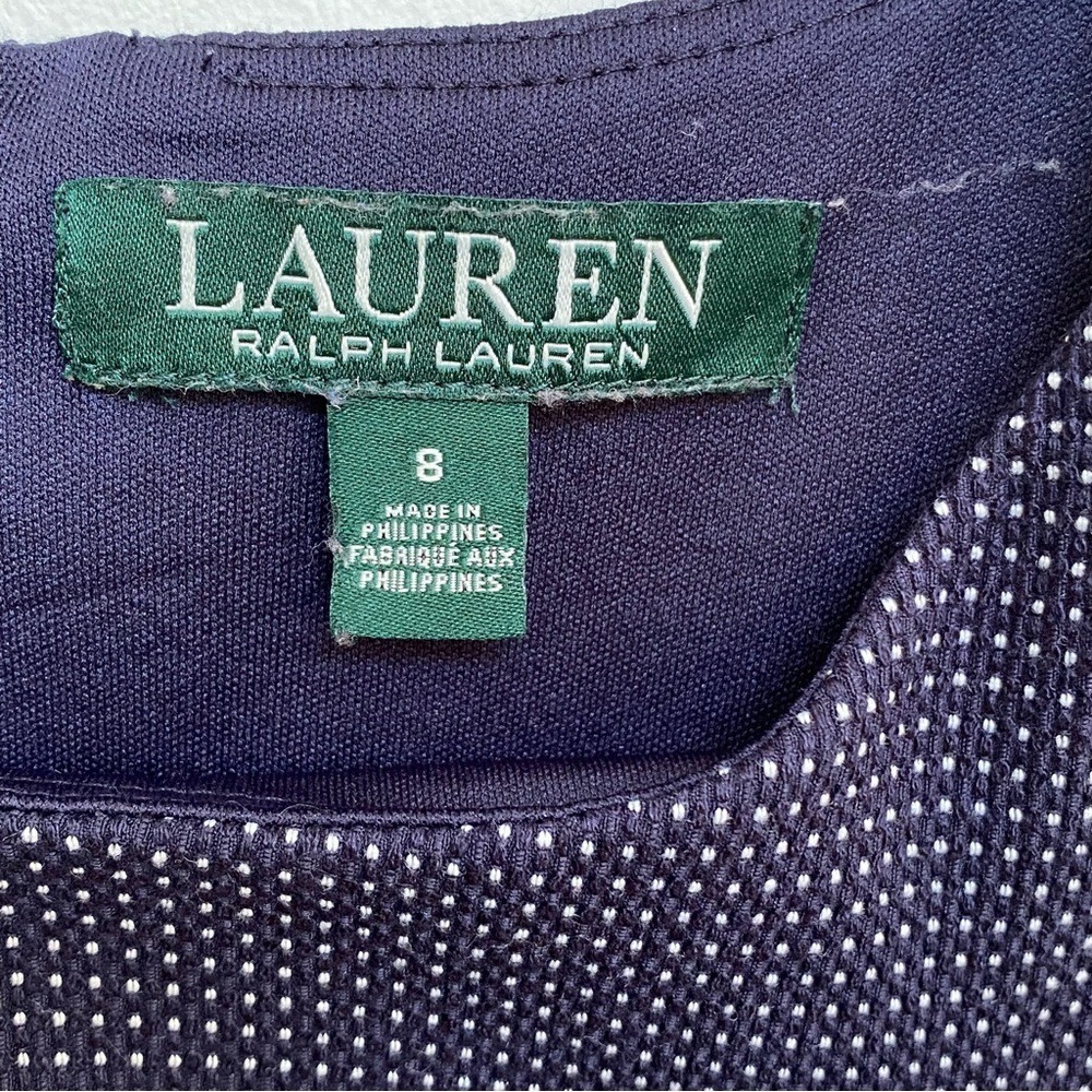 Lauren Ralph Lauren Navy Textured Dot Fit & Flare Dress‎ Size 8 - Picture 9 of 11